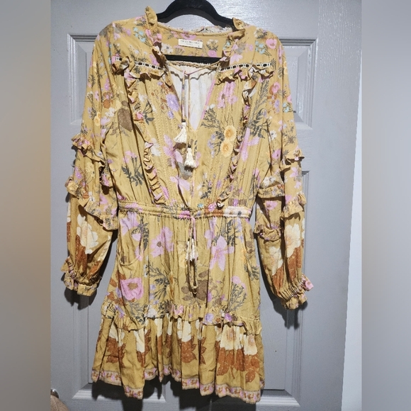 Spell and the Gypsy Yellow Ruffled Tiered Sundress Size Medium - Picture 6 of 16